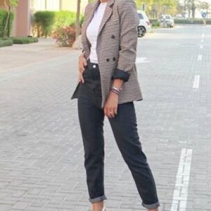 Shein Double Breasted Gingham Blazer